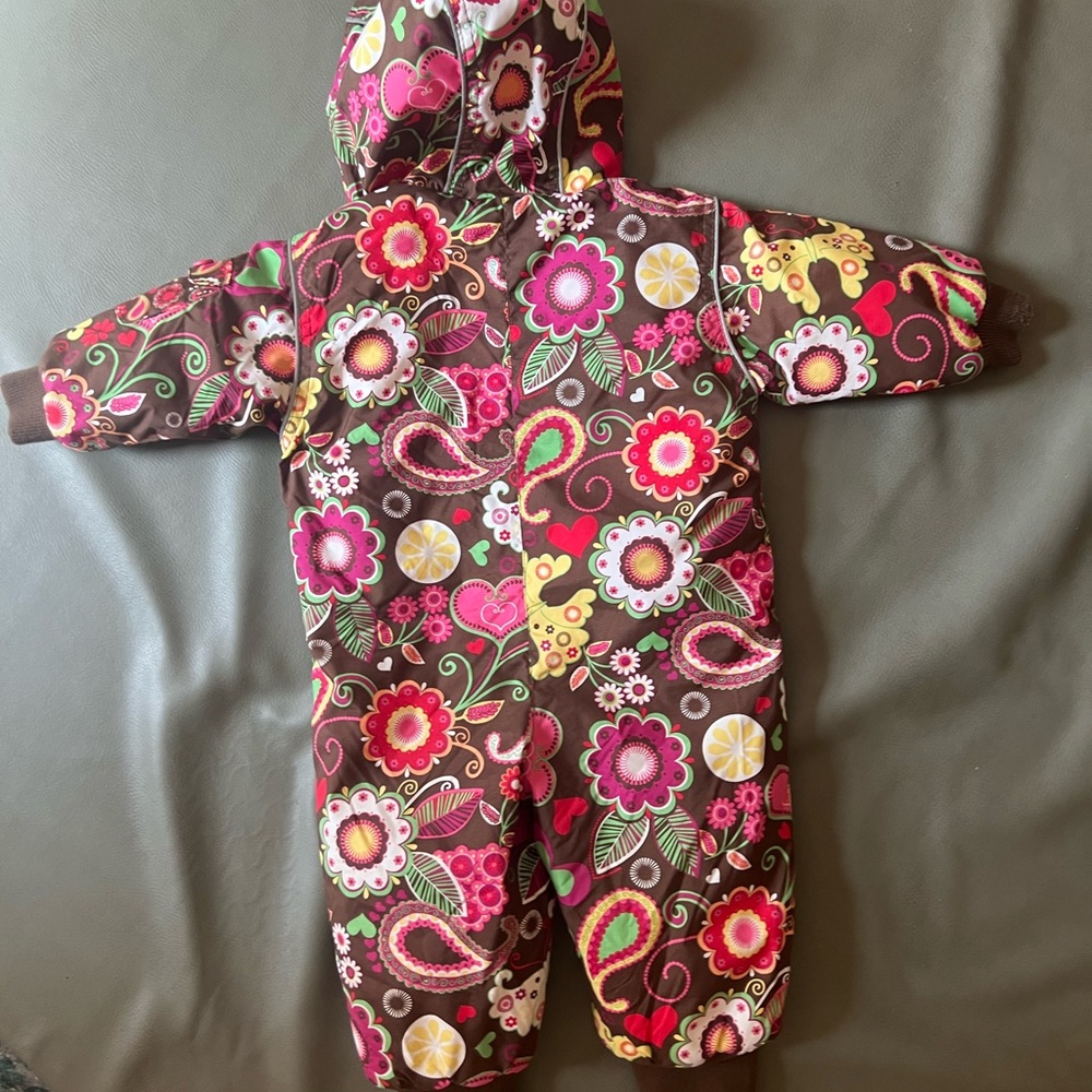 Hanna Andersson Brown Floral Paisley Puffer Snowsuit